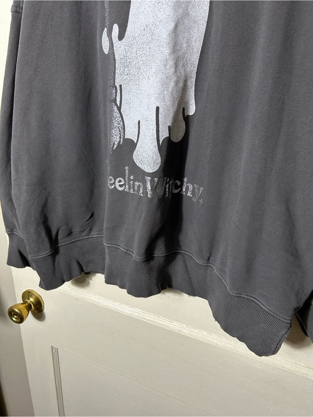 Aerie gray big chill crew sweatshirt halloween feelin witchy womens XL oversized - Picture 4 of 9